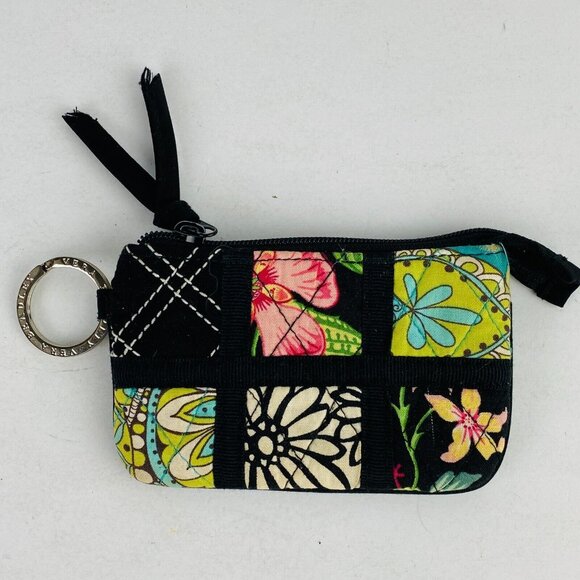 Vera Bradley Spectator Collection Patchwork Floral Logo Keychain Coin Case - Picture 1 of 5